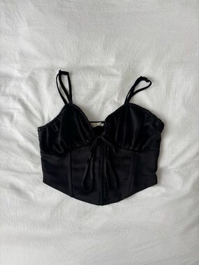 LA Hearts Black Satin Corset Top – Size Small